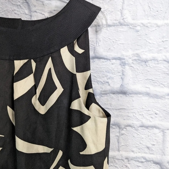 NWOT TALBOTS Black and Cream Geometric/Animal Print Sleeveless Dress - Picture 3 of 5